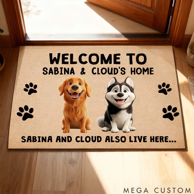 Personalized Dog Lover Welcome Dog Doormat for Dog Owners