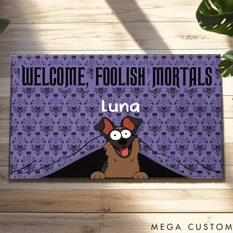 Personalized Dog Lover Welcome Foolish Mortals Doormat