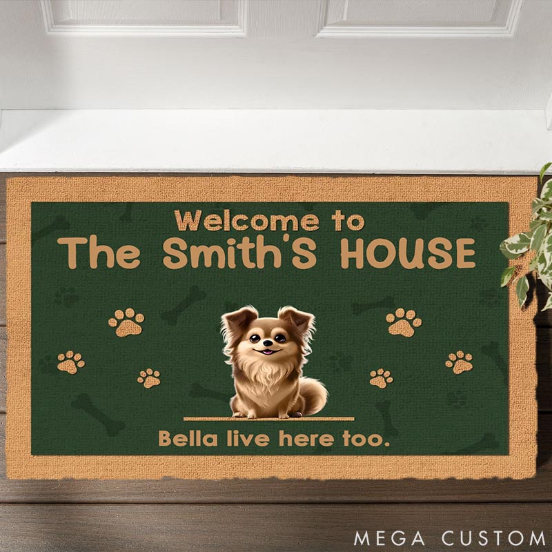 Personalized Dog Lover Welcome to My Home My Human Just Lives Here Doormat