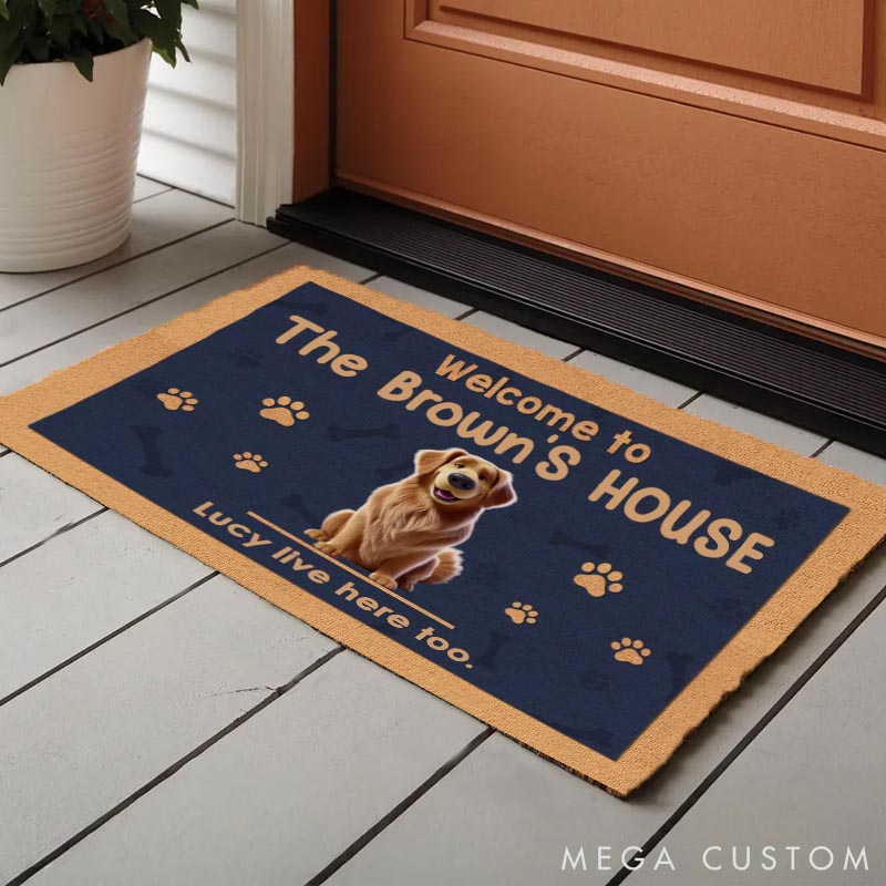 Personalized Dog Lover Welcome to My Home My Human Just Lives Here Doormat