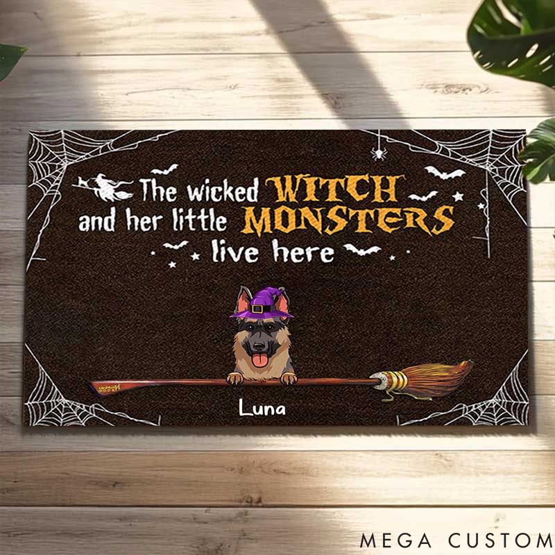 Personalized Dog Lover Wicked Witch and Little Monsters Doormat