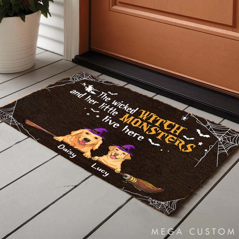 Personalized Dog Lover Wicked Witch and Little Monsters Doormat