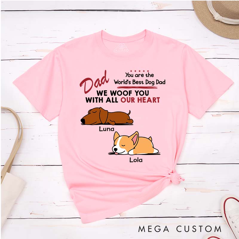 Personalized Dog Lover Woof All Heart Dog Dad T-Shirt