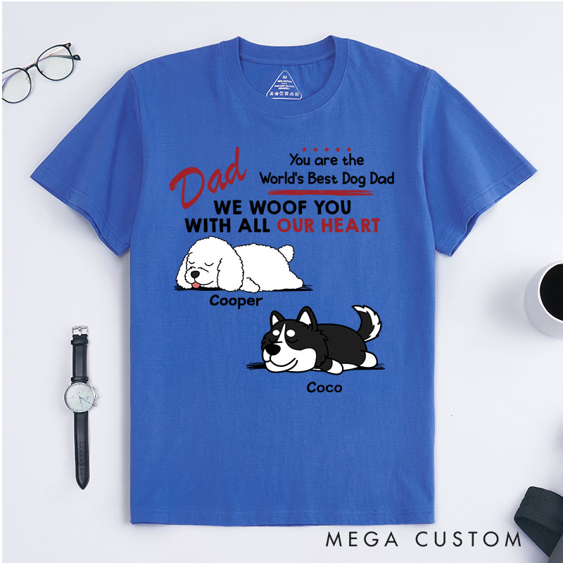Personalized Dog Lover Woof All Heart Dog Dad T-Shirt