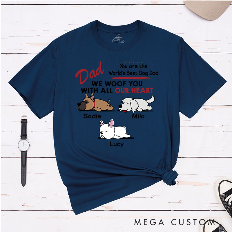 Personalized Dog Lover Woof All Heart Dog Dad T-Shirt