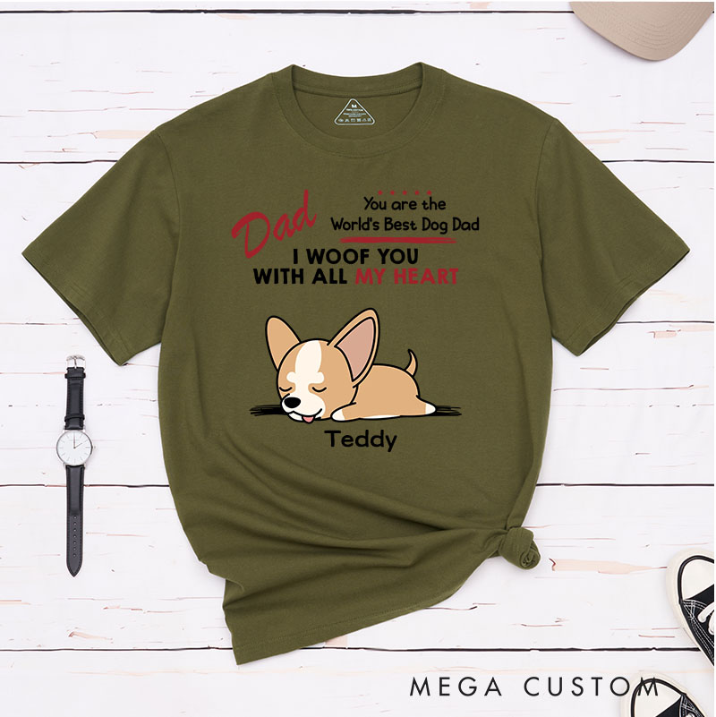 Personalized Dog Lover Woof All Heart Dog Dad T-Shirt