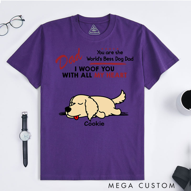 Personalized Dog Lover Woof All Heart Dog Dad T-Shirt