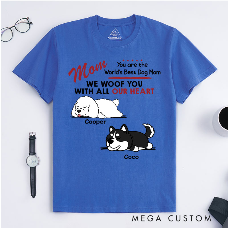Personalized Dog Lover Woof All Heart Dog Mom T-Shirt
