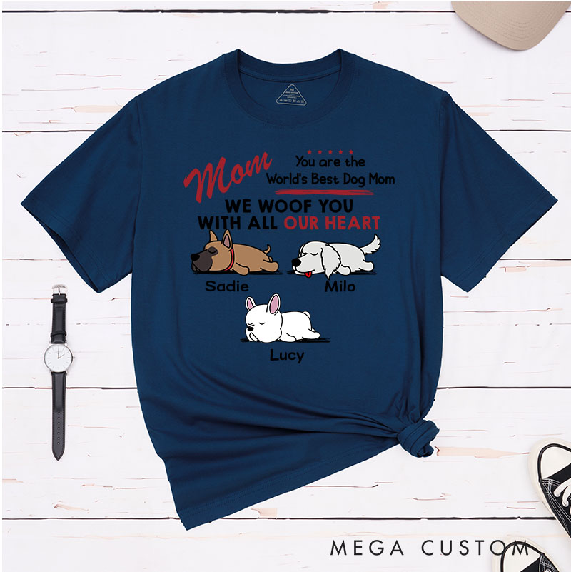 Personalized Dog Lover Woof All Heart Dog Mom T-Shirt