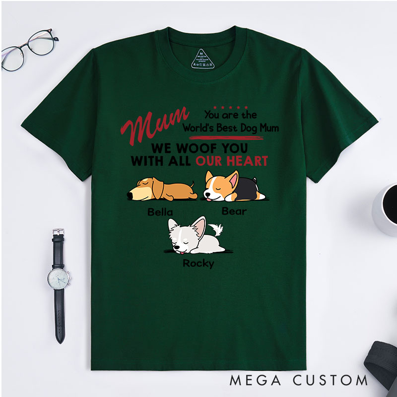 Personalized Dog Lover Woof All Heart Dog Mom T-Shirt