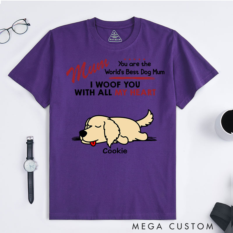 Personalized Dog Lover Woof All Heart Dog Mom T-Shirt