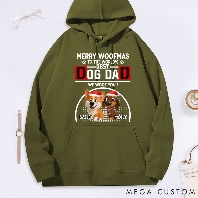 Personalized Dog Lover Woofmas Dog Dad Hoodies