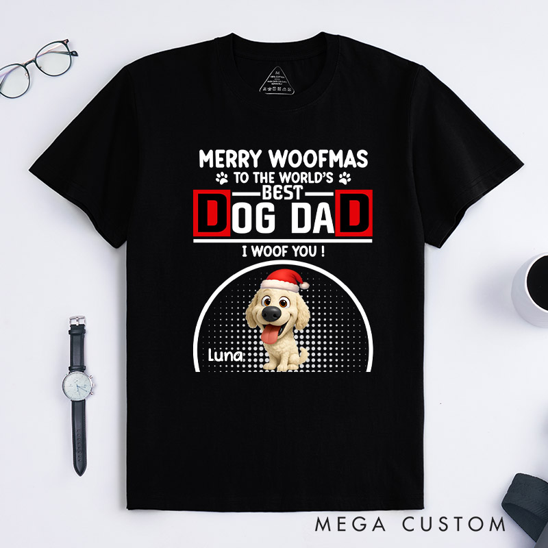 Personalized Dog Lover Woofmas Dog Dad T-Shirt