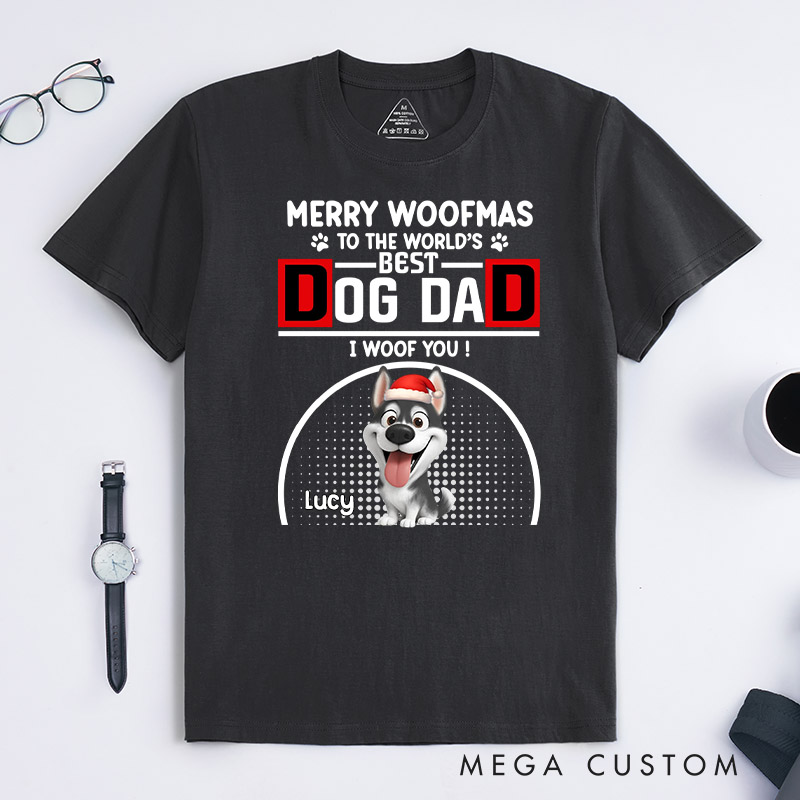 Personalized Dog Lover Woofmas Dog Dad T-Shirt
