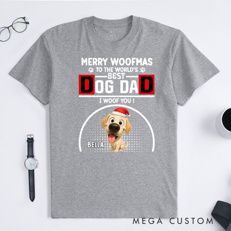 Personalized Dog Lover Woofmas Dog Dad T-Shirt