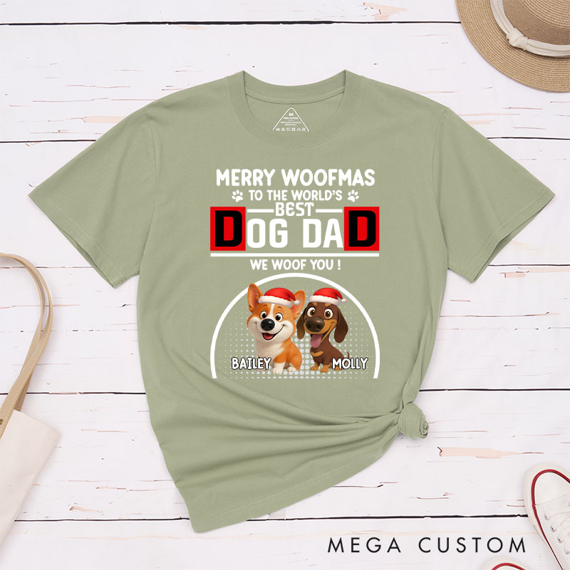 Personalized Dog Lover Woofmas Dog Dad T-Shirt