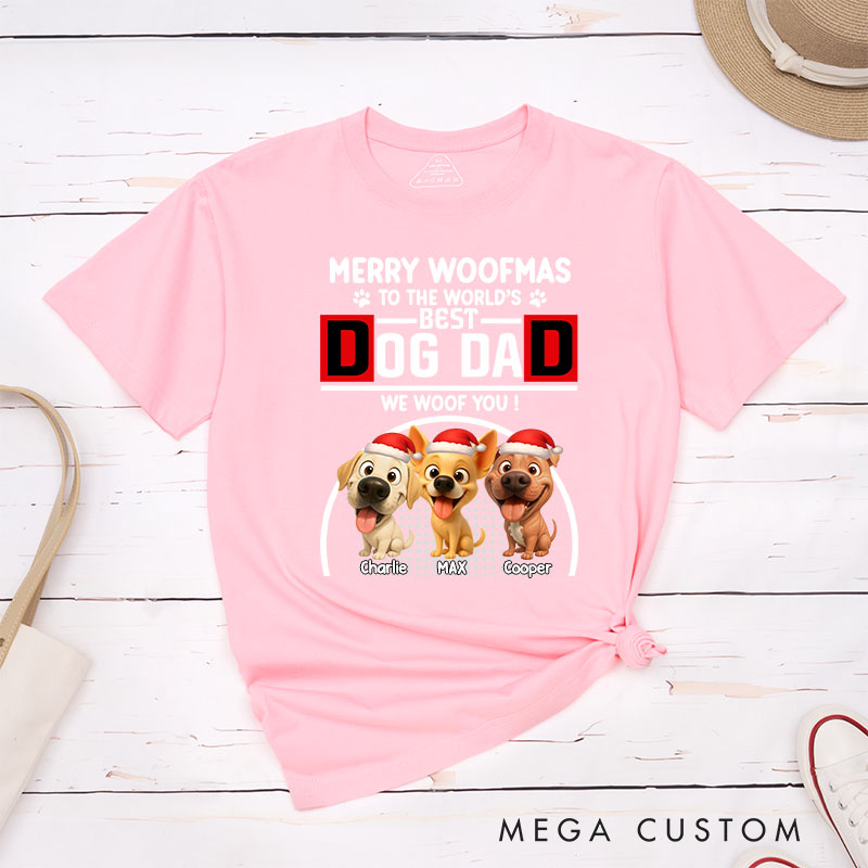 Personalized Dog Lover Woofmas Dog Dad T-Shirt