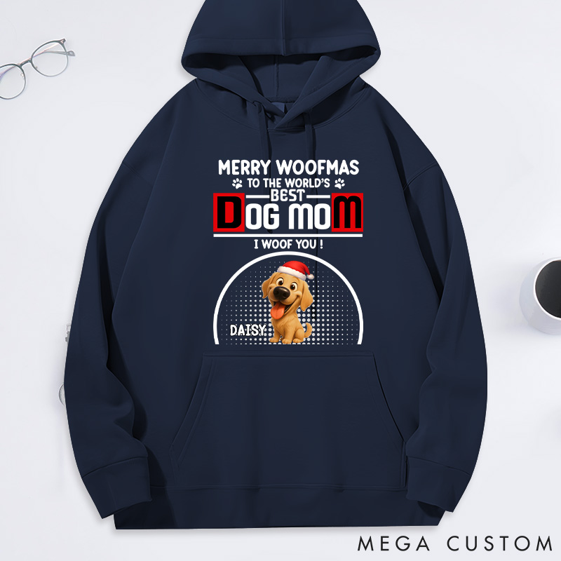 Personalized Dog Lover Woofmas Dog Mom Hoodies