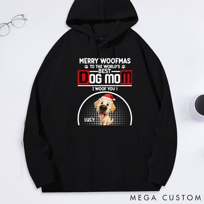 Personalized Dog Lover Woofmas Dog Mom Hoodies