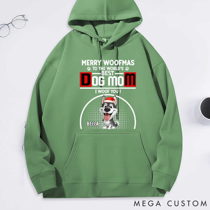 Personalized Dog Lover Woofmas Dog Mom Hoodies