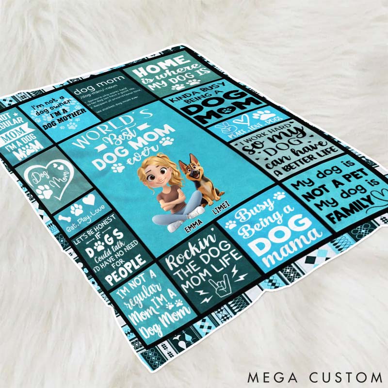 Personalized Dog Lover World's Best Dog Mom Ever 3D Effect Throw Blanket
