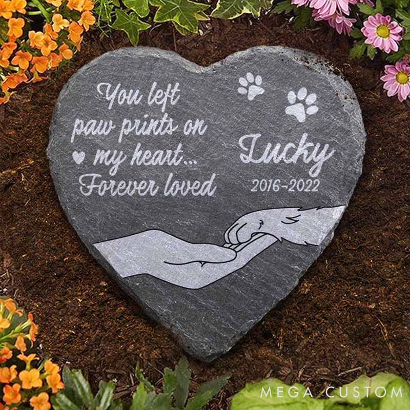 Personalized Dog Lover You Left Paw Prints on My Heart Memorial Stone