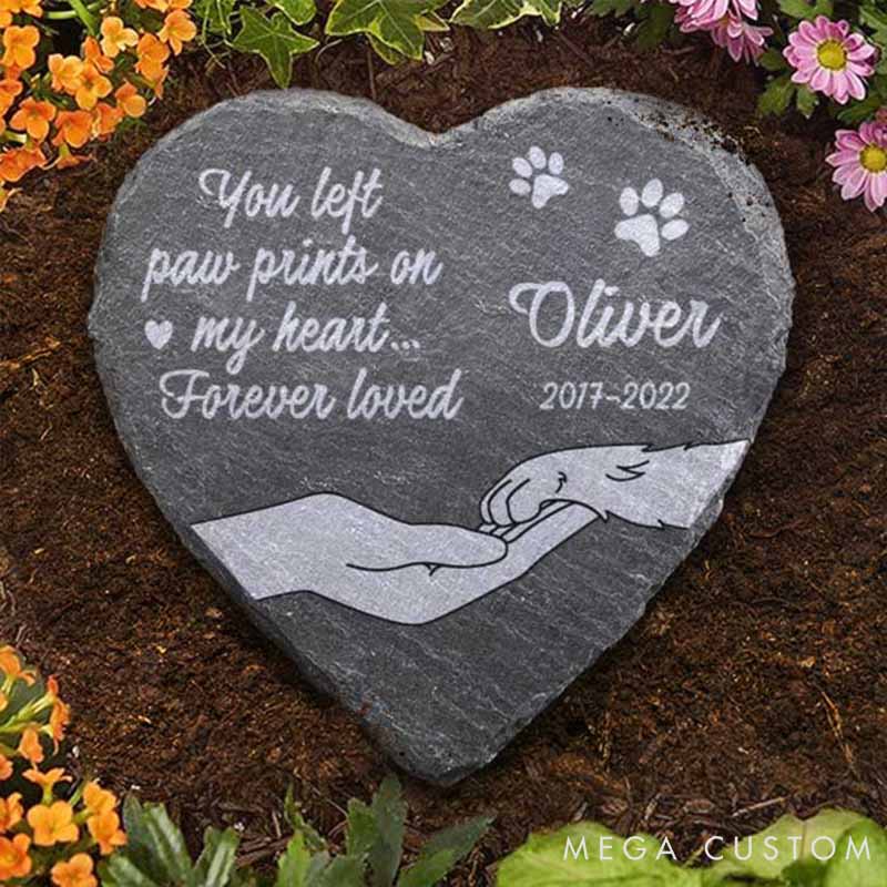 Personalized Dog Lover You Left Paw Prints on My Heart Memorial Stone