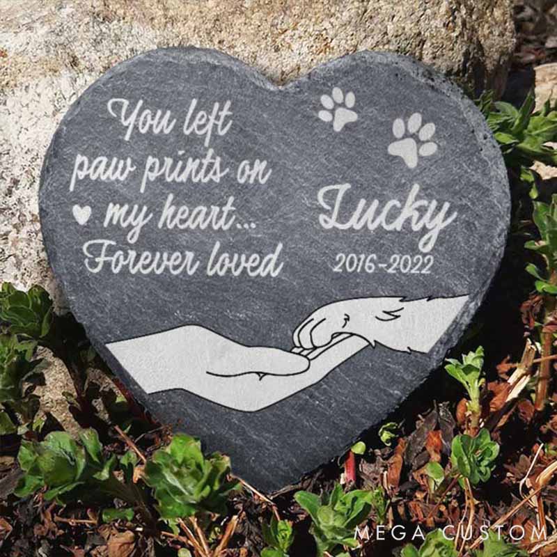 Personalized Dog Lover You Left Paw Prints on My Heart Memorial Stone