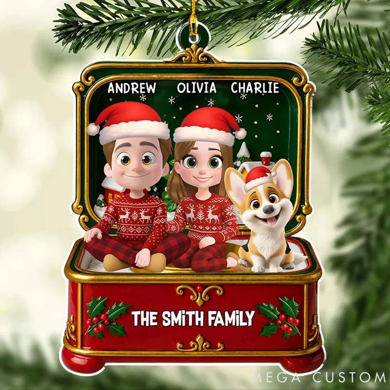 Personalized Dog Lover You Me Dog Box Christmas Ornament
