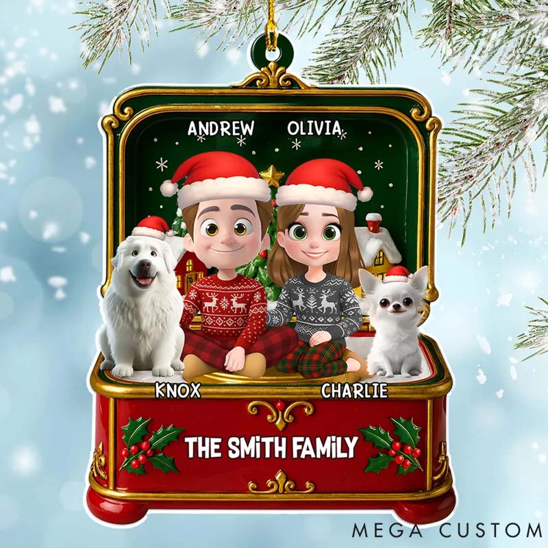 Personalized Dog Lover You Me Dog Box Christmas Ornament