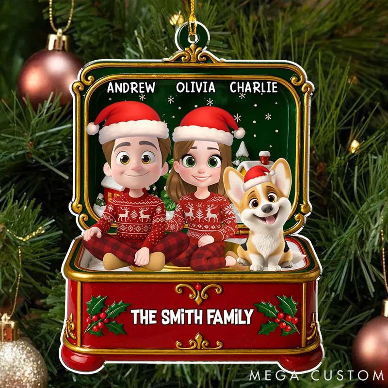 Personalized Dog Lover You Me Dog Box Christmas Ornament