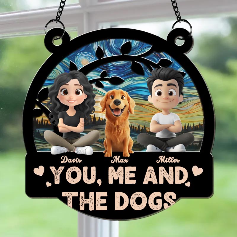 Personalized Dog Lover You Me and the Dog Sun Catcher