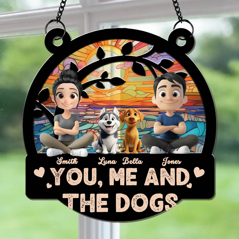 Personalized Dog Lover You Me and the Dog Sun Catcher