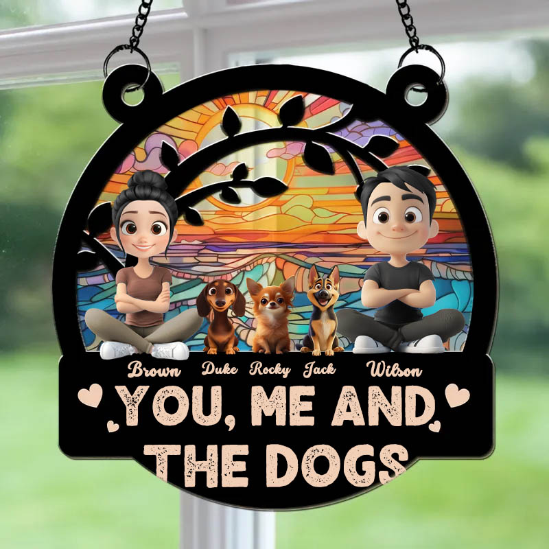 Personalized Dog Lover You Me and the Dog Sun Catcher