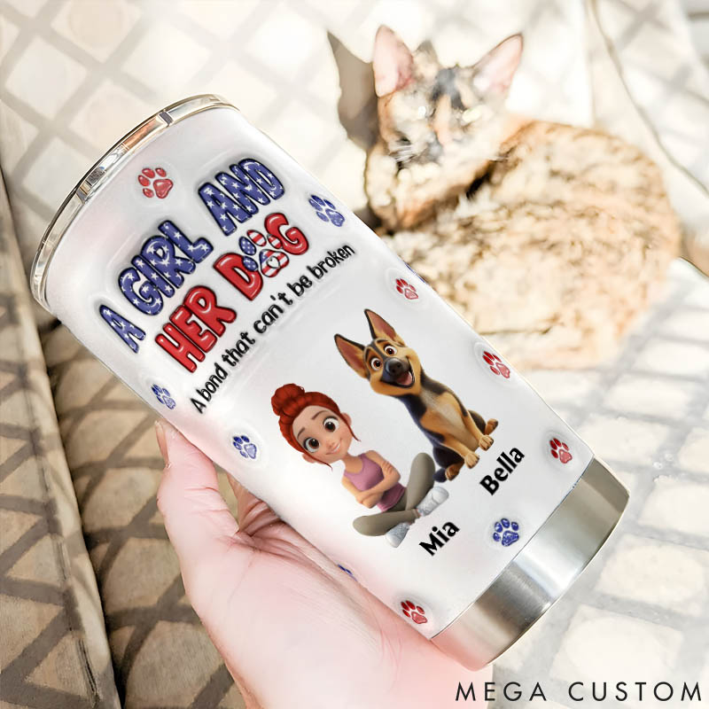 Personalized Dog Lover a Girl and Her Dog American Ver 20oz Tumbler