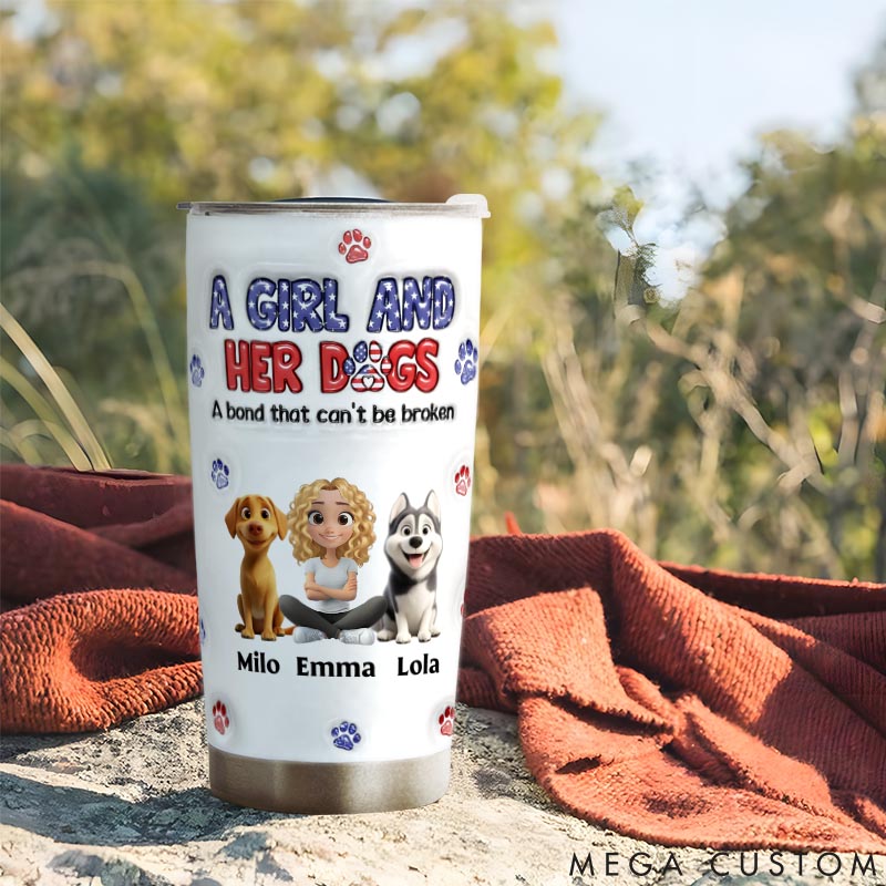 Personalized Dog Lover a Girl and Her Dog American Ver 20oz Tumbler