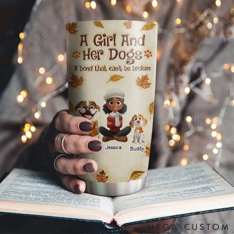 Personalized Dog Lover a Girl and Her Dog Autumn 20oz Tumbler