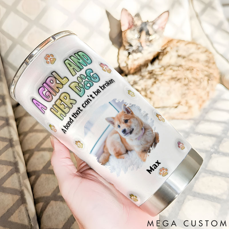 Personalized Dog Lover a Girl and Her Dog Photo 20oz Tumbler