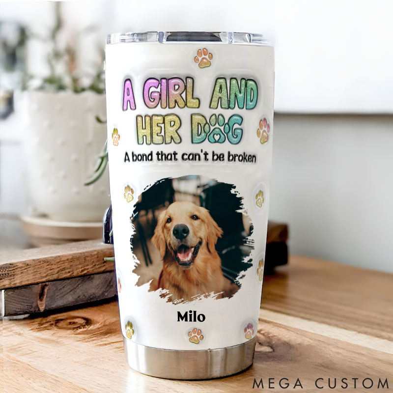 Personalized Dog Lover a Girl and Her Dog Photo 20oz Tumbler