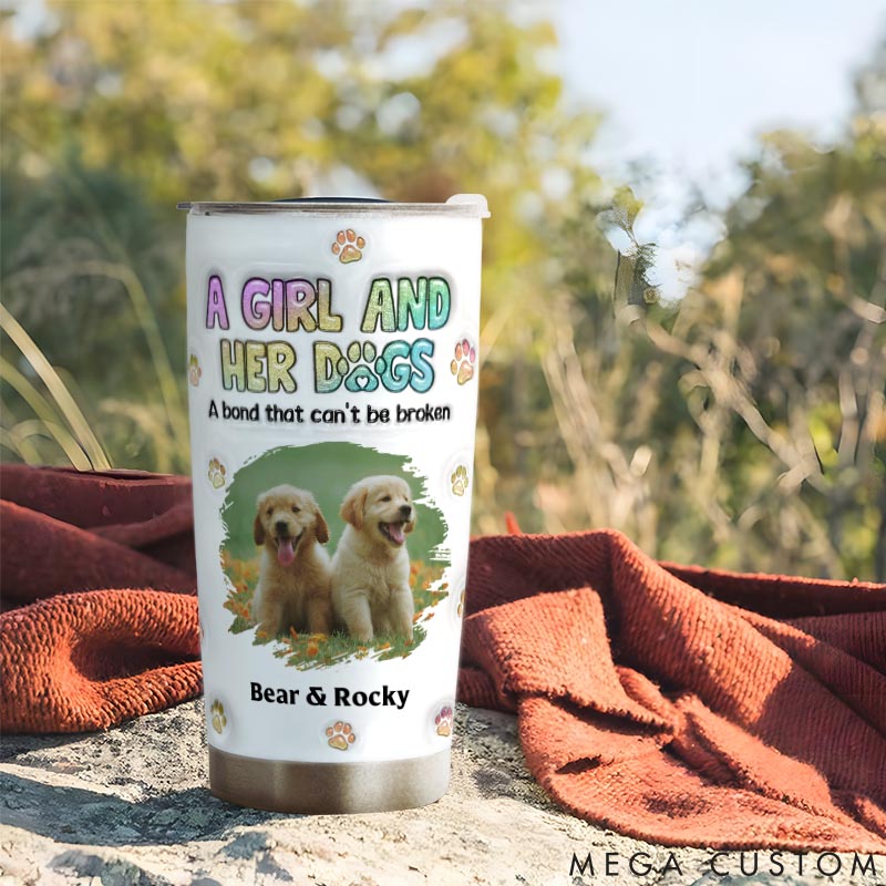 Personalized Dog Lover a Girl and Her Dog Photo 20oz Tumbler