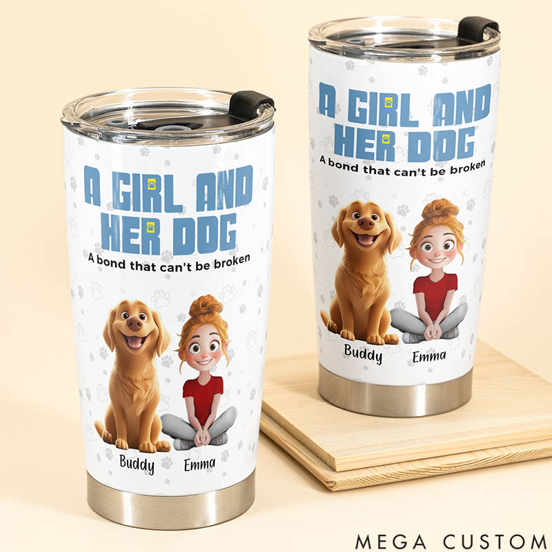Personalized Dog Lover a Girl and Her Dogs Has Unbreakable Bond Christmas 20oz Tumbler
