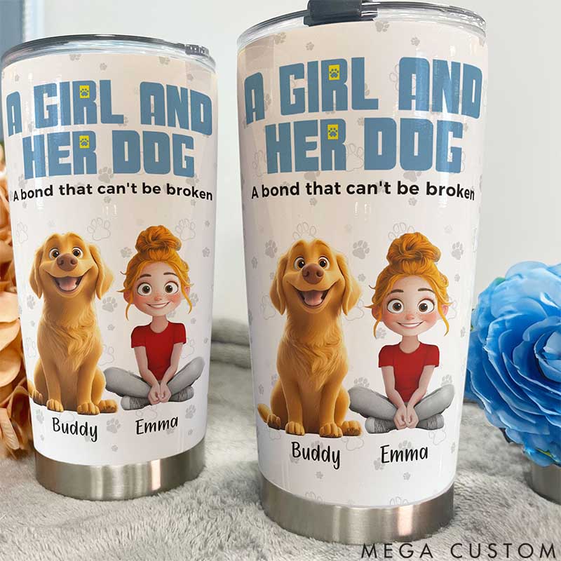 Personalized Dog Lover a Girl and Her Dogs Has Unbreakable Bond Christmas 20oz Tumbler