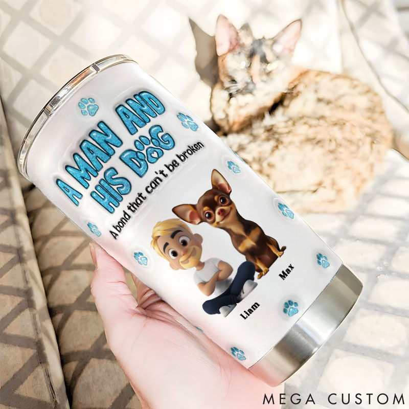 Personalized Dog Lover a Man and His Dog 20oz Tumbler