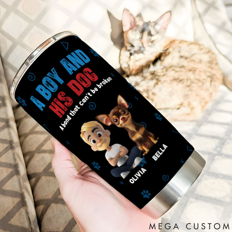 Personalized Dog Lover a Man and His Dog 20oz Tumbler