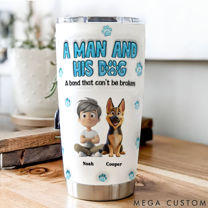Personalized Dog Lover a Man and His Dog 20oz Tumbler