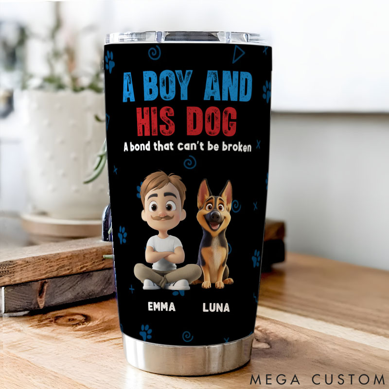 Personalized Dog Lover a Man and His Dog 20oz Tumbler
