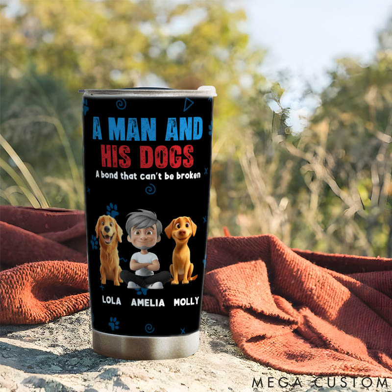 Personalized Dog Lover a Man and His Dog 20oz Tumbler