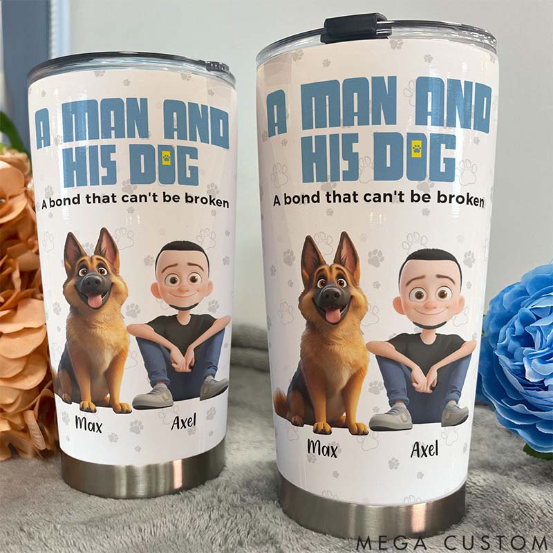 Personalized Dog Lover a Man and His Dogs 20oz Tumbler