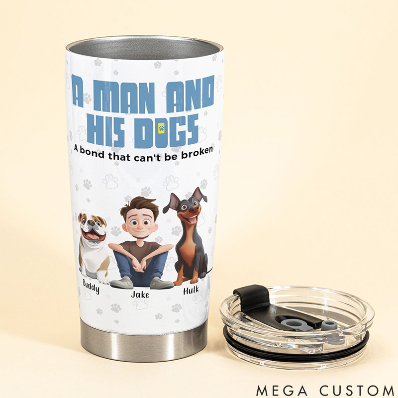 Personalized Dog Lover a Man and His Dogs 20oz Tumbler