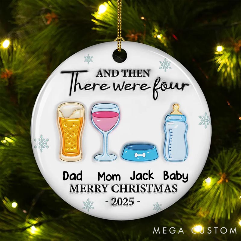 Personalized Dog Lover and Then There Were Four Christmas Ornament